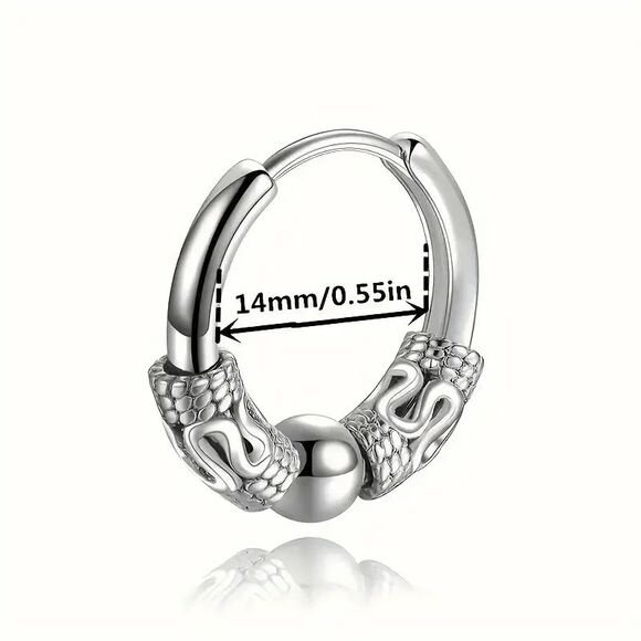 Men's Totem Hoop Titanium Steel Earring - Picture 4 of 6